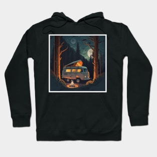 Camping Adventure in the Forest, Campire at Night Hoodie